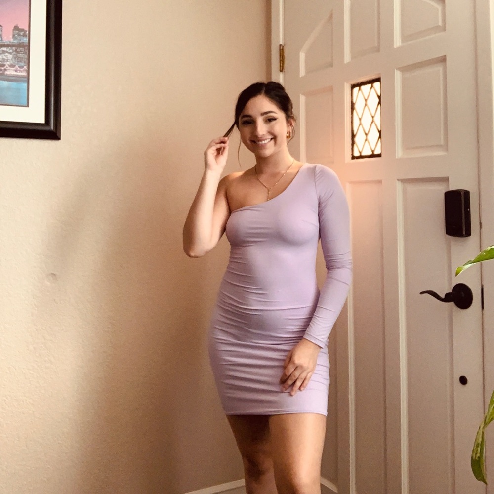 Off the shoulder lavender dress